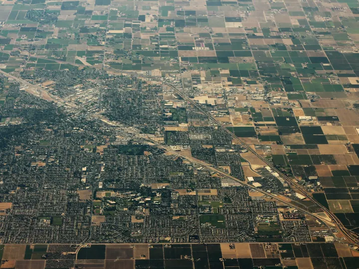 Turlock and its farmland from the air