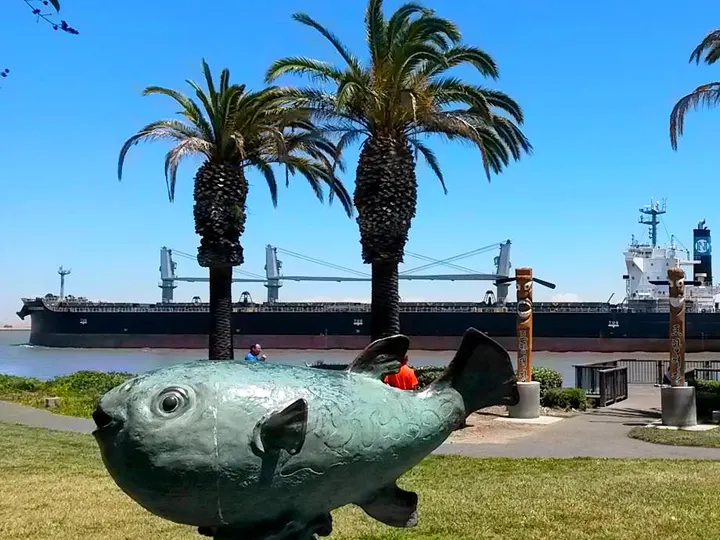 The fish statue at Central Harbor Park, Pittsburg