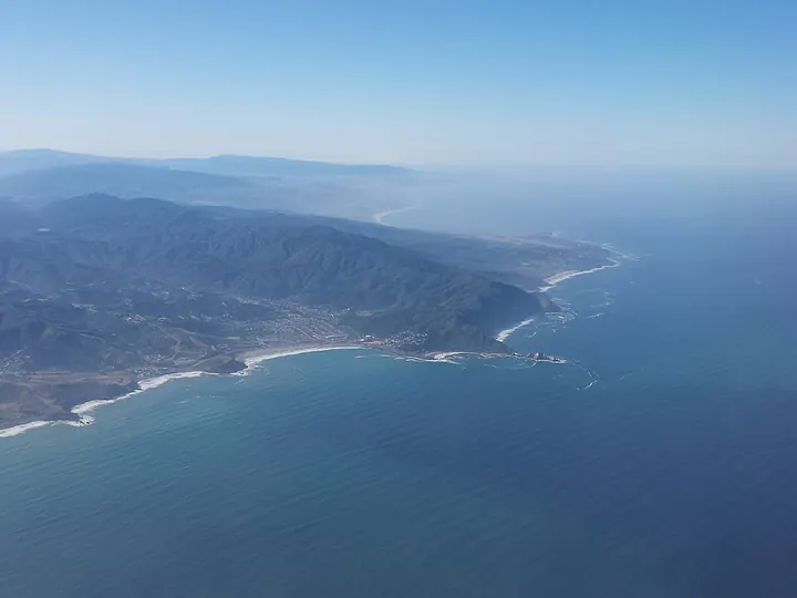 Pacifica's coast from the air