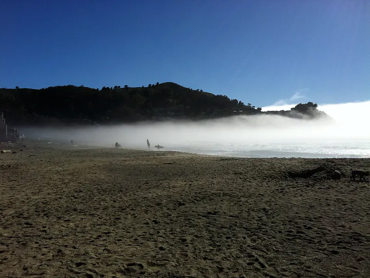 Fog rolling in at Pacifica State Beach