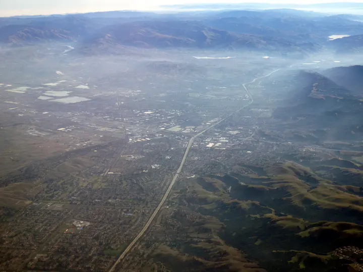Dublin and Pleasanton under morning fog